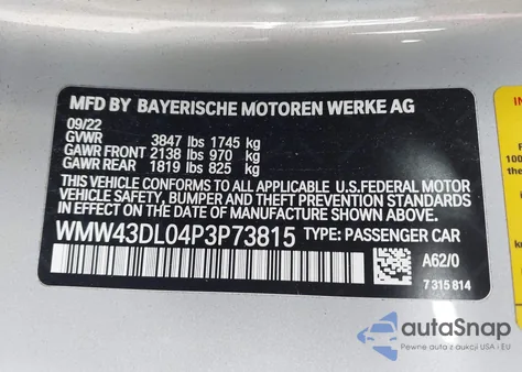2023 Mini Convertible Cooper S z USA, uszkodzony, nr VIN WMW43DL04P3P73815